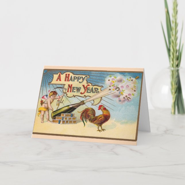 Vintag - ein glückliches neues Jahr, Karte (Vorderseite)