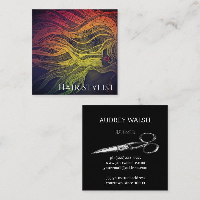 Vintag einfache schwarze Quadkarte Visitenkarte (Vorne/Hinten)