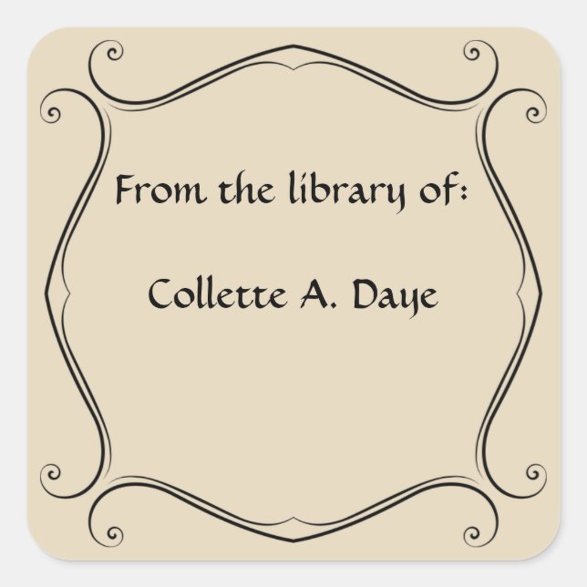 Vintag Einfaches und elegantes Buchzeichen Quadratischer Aufkleber (Vorderseite)