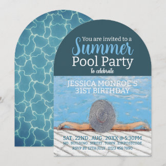 Vintag Elegance Pool Party Geburtstag Einladung