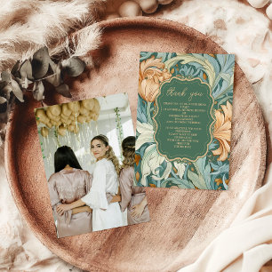 Vintag Elegance William Morris Floral Bridal Dankeskarte