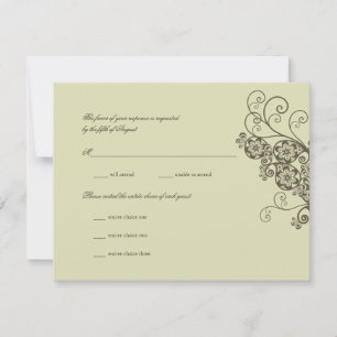 Vintag Elegant Boho Floral Paisley Wedding RSVP Karte