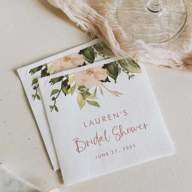 Vintag | Elegantes Brautparty Serviette (Elegant, vintage peonies decorate these lovely bridal shower napkins)