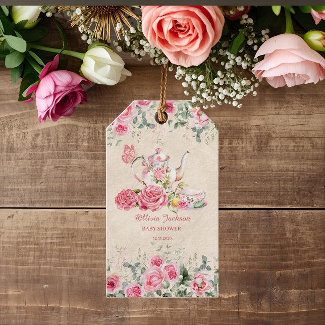 Vintag Elegantes Tea Party Bridal Dusche Einladung Geschenkanhänger (Von Creator hochgeladen)