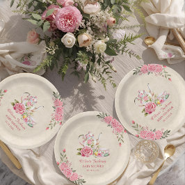 Vintag Elegantes Tea Party Bridal Dusche Einladung Pappteller