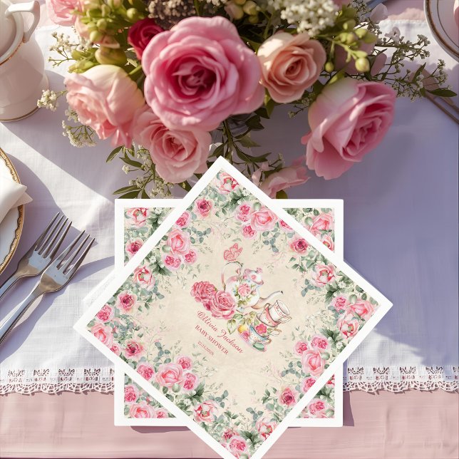 Vintag Elegantes Tea Party Bridal Dusche Einladung Serviette (Von Creator hochgeladen)