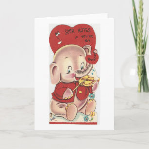 Vintag Elephant Valentine Feiertagskarte