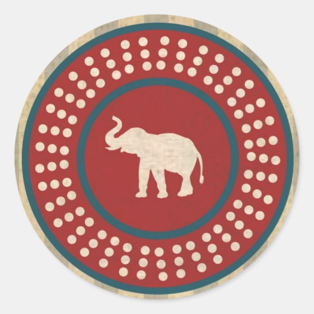 Vintag Elephant - Van Runder Aufkleber (Vorderseite)