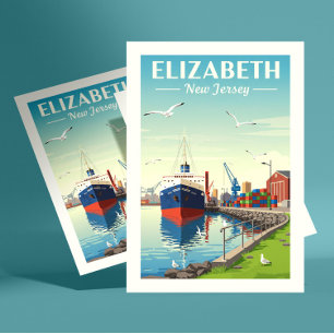 Vintag Elizabeth New Jersey Postkarte