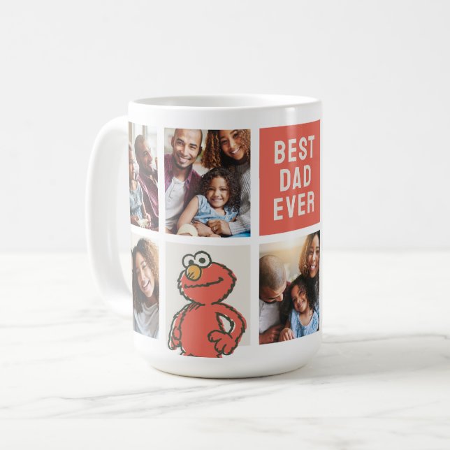 Vintag Elmo | Bester Vater - FotoCollage Kaffeetasse (Vorderseite Links)