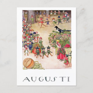 Vintag Elsa Beskow August Postkarte
