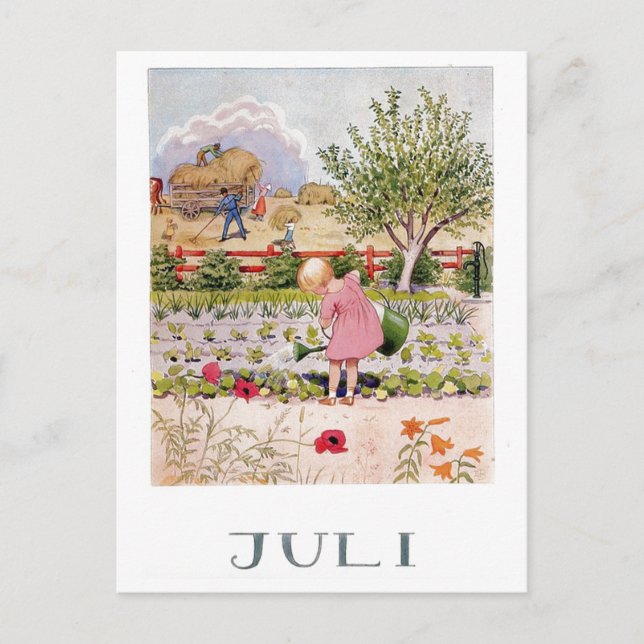 Vintag Elsa Beskow June Postcard Postkarte (Vorderseite)