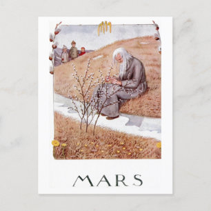 Vintag Elsa Beskow März Postkarte