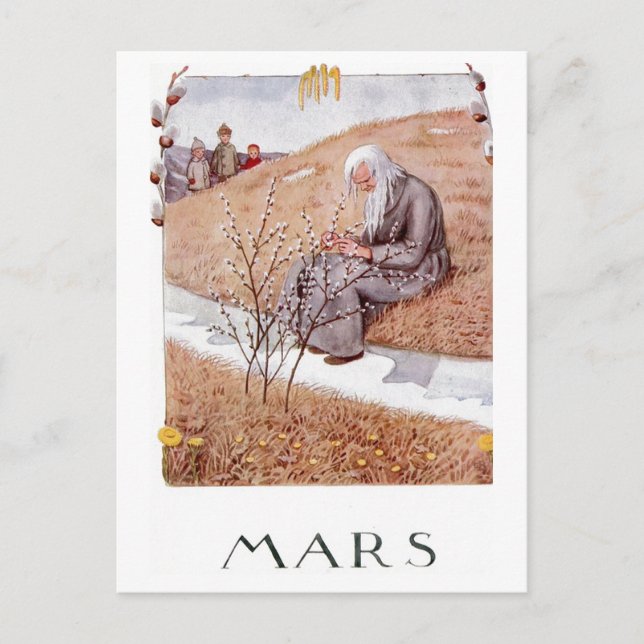 Vintag Elsa Beskow März Postkarte (Vorderseite)