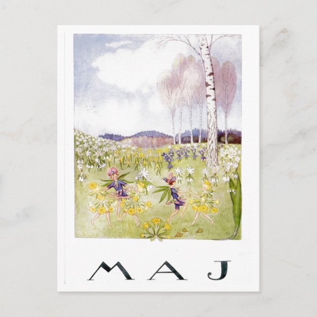 Vintag Elsa Beskow May Postcard Postkarte (Vorderseite)