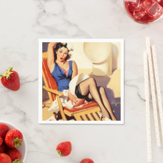 Vintag Elvgren Kreuzfahrtschiff Retro Button Up Gi Serviette