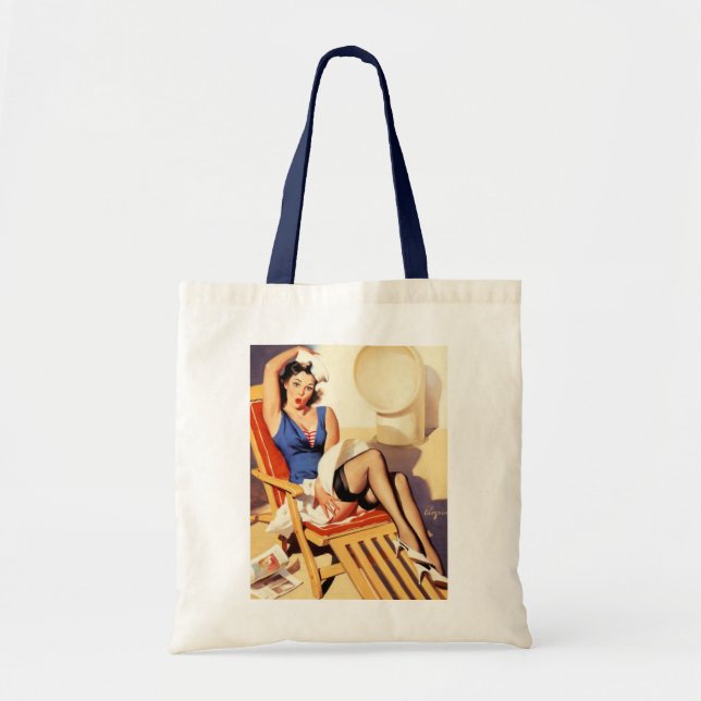 Vintag Elvgren Kreuzfahrtschiff Retro Button Up Gi Tragetasche (Vorne)