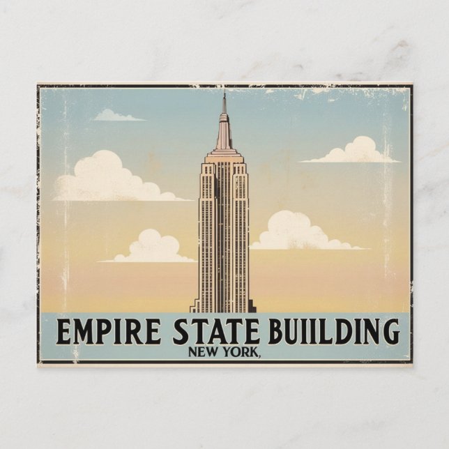 Vintag Empire State Gebäude, New York Postkarte (Vorderseite)