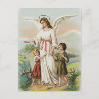 Vintag Engel Schutzengel und zwei Kinder Postkarte