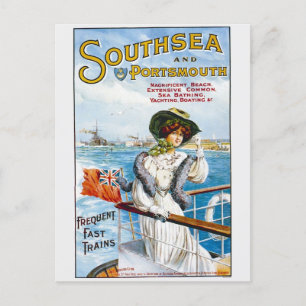 Vintag England Southsea Beach Yachting Travel Postkarte