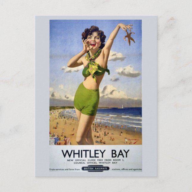 Vintag England Whitley Bay British Travel Postkarte (Vorderseite)