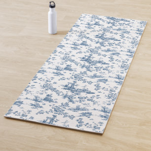 Vintag Englisch Floral Toile de Jouy-Blue Yogamatte
