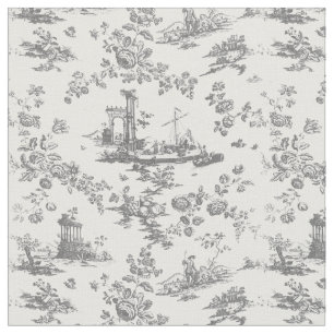 Vintag Englisch Floral Toile de Jouy-Gray Stoff