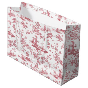Vintag Englisch Floral Toile de Jouy-Pink Große Geschenktüte