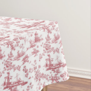 Vintag Englisch Floral Toile de Jouy-Pink Tischdecke
