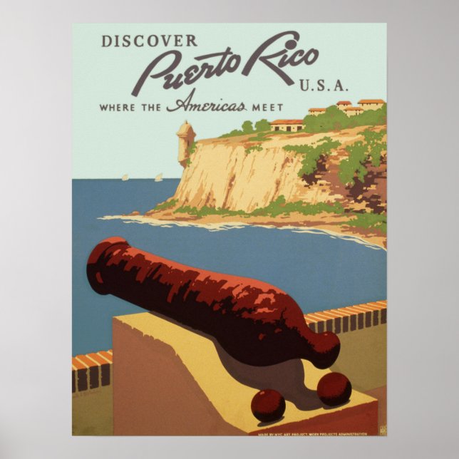 Vintag Entdecken Puerto Rico WPA Reisen Poster (Vorne)