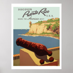 Vintag Entdecken Puerto Rico WPA Reiseplaner Poster