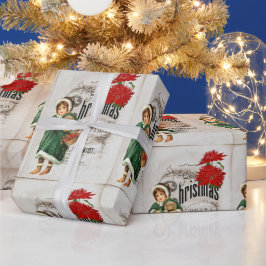 Vintag Ephemera Christmas Ad Niedlich Girl Geschenkpapier