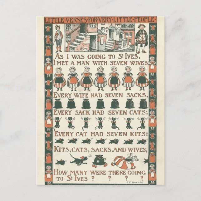 Vintag Ephemera Kinderzimmer Rhyme Postcard Postkarte (Vorderseite)