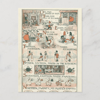 Vintag Ephemera Kinderzimmer Rhyme Postkarte