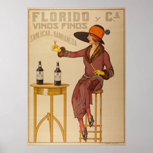Vintag Ephemera Lady Wine Toast Poster (Vorne)