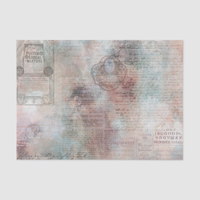 Vintag Ephemera Newsprint Seidenpapier (Vorderseite)