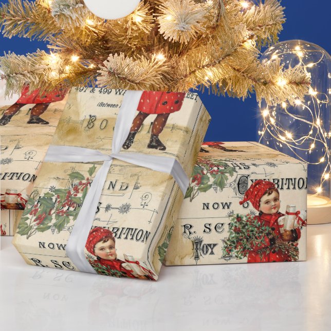 Vintag Ephemera Niedlich Kid Christmas Ad Poster Geschenkpapier (Feiertage)