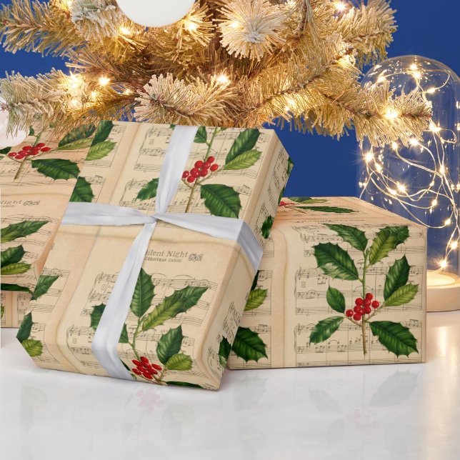 Vintag Ephemera Stille Nacht Weihnachtslied Geschenkpapier (Feiertage)