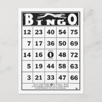 Vintag Ephemera | Vintage Bingokarte Postkarte