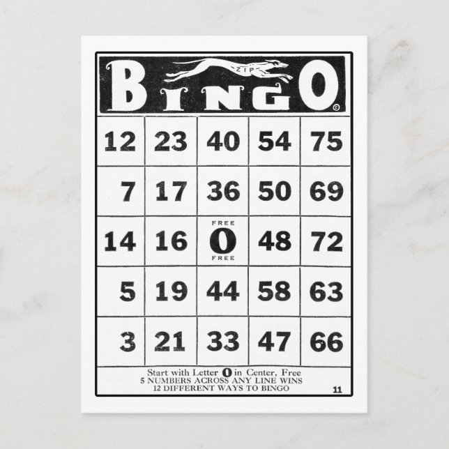 Vintag Ephemera | Vintage Bingokarte Postkarte (Vorderseite)