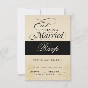 Vintag essen, trinken, Verheiratet Hochzeitskarten RSVP Karte