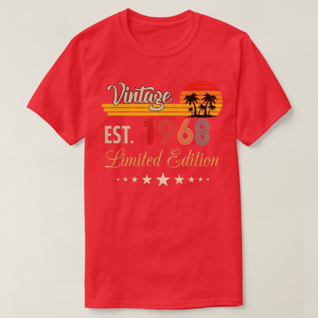 Vintag Est 1968 Limited Edition Geburtstag T-Shirt (Design vorne)