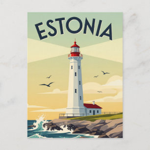 Vintag Estland Leuchtturmreise Postkarte