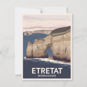 Vintag Étretat Normandie Cliffs Arch Travel Postkarte