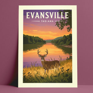 Vintag Evansville Indiana Postkarte