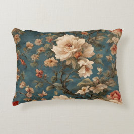 Vintag Exquisite Blume Weiß und Grün Korallenrot Dekokissen