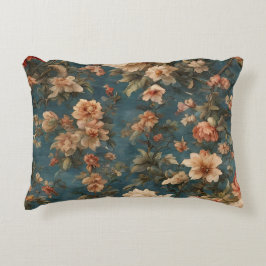 Vintag Exquisite Blume Weiß und Grün Korallenrot Dekokissen