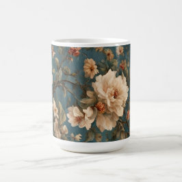 Vintag Exquisite Blume Weiß und Grün Korallenrot Kaffeetasse