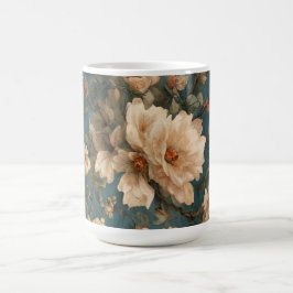 Vintag Exquisite Blume Weiß und Grün Korallenrot Kaffeetasse