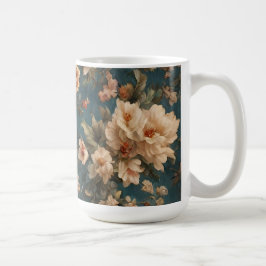 Vintag Exquisite Blume Weiß und Grün Korallenrot Kaffeetasse